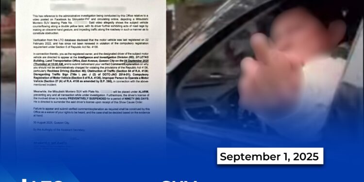 LTO summons SUV owner over viral ‘dirty finger’ road rage incident